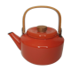 Orange and bamboo enamelled metal teapot in the 1970s