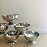 6 vintage stainless steel dessert bowls, 1960s