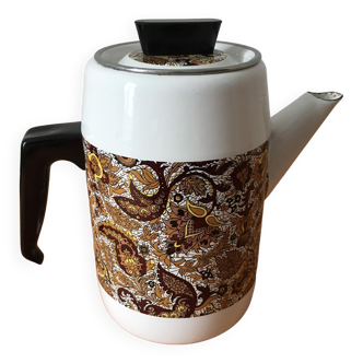 Cafetière en métal émaillée motifs cachemire