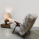 Scandinavian vintage sheepskin armchair