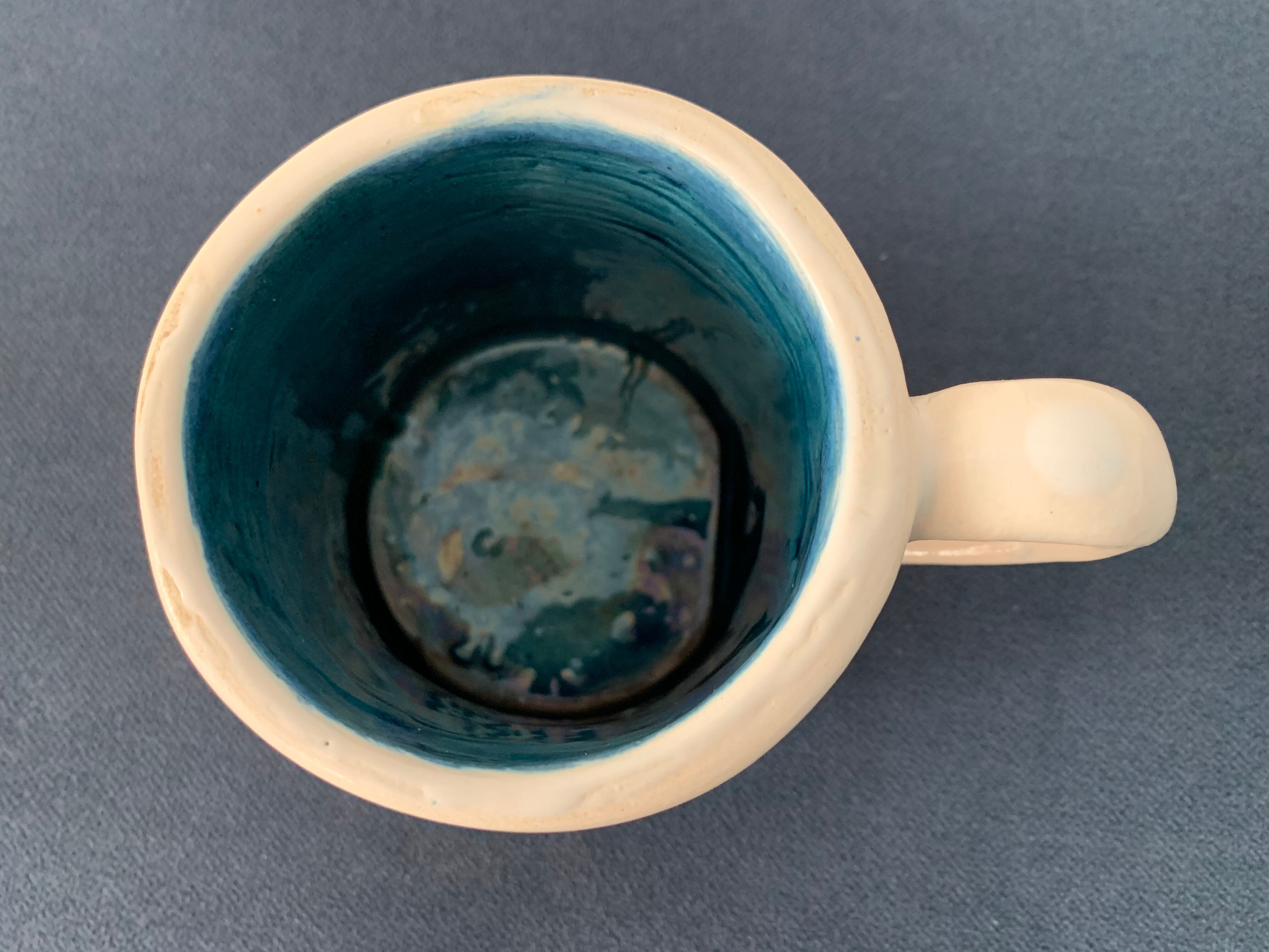 2 cups maja white and blue enamelled ceramic cups