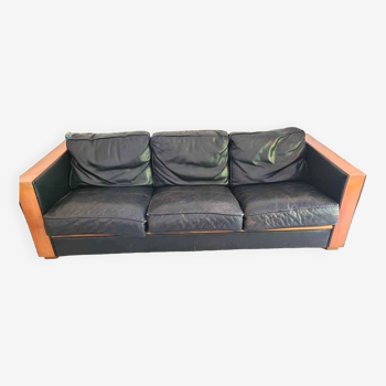 Scandinavian vatage sofa in black leather
