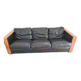 Scandinavian vatage sofa in black leather