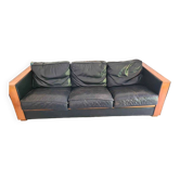 Canapé scandinave vontage en cuir noir