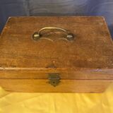 Old wooden box early 20th century market box with brass handle