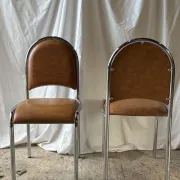 Set of 4 vintage tubular chrome chairs
