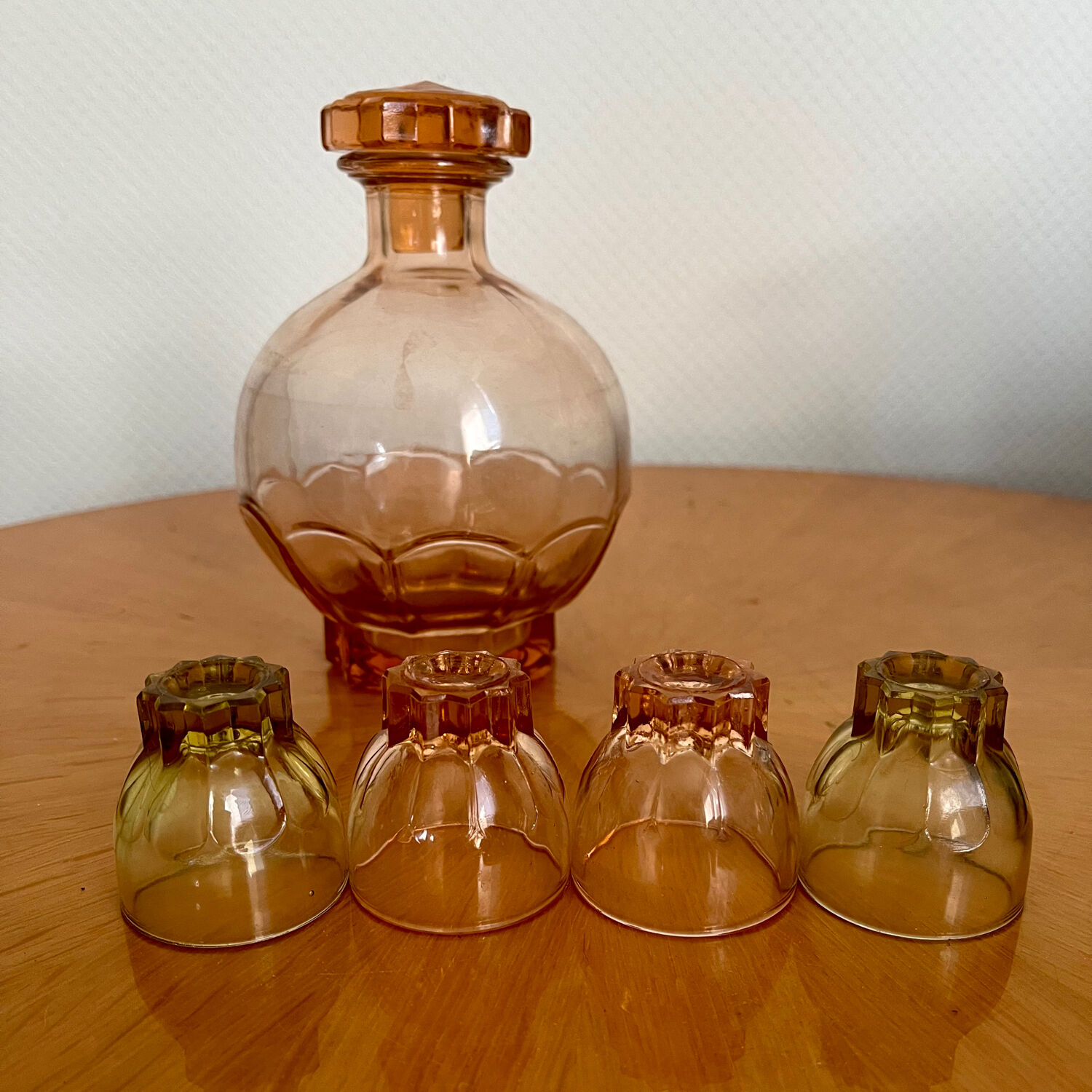 Carafe art déco vintage et ses 4 verres