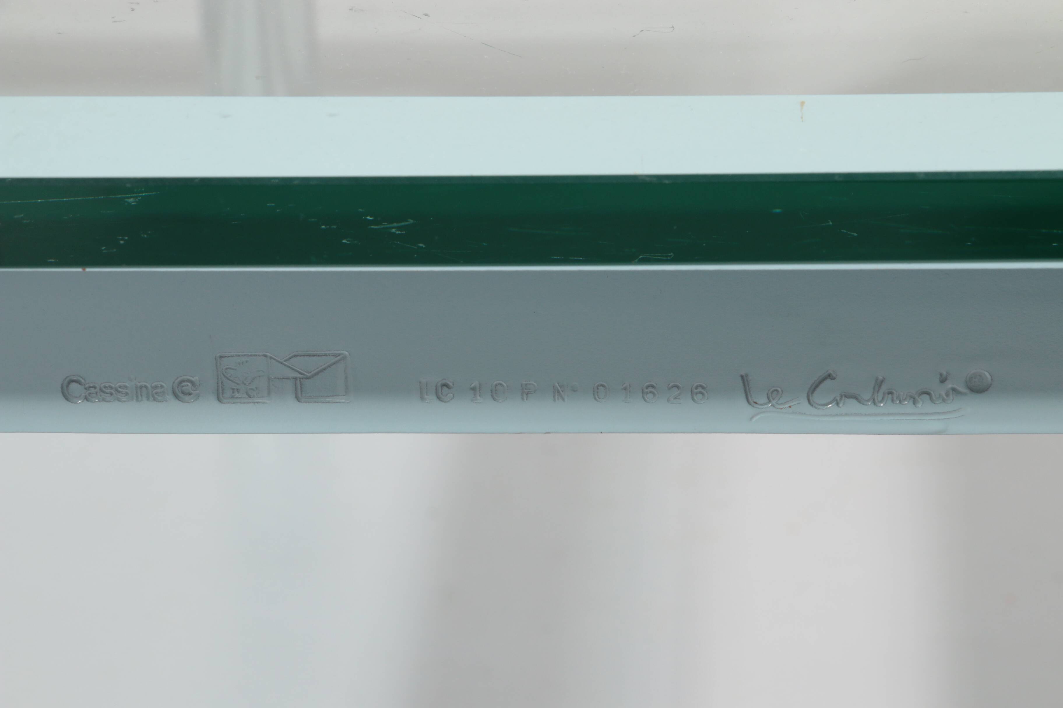 Cassina LC-10 coffee table by Le Corbusier – rare light blue glass edition