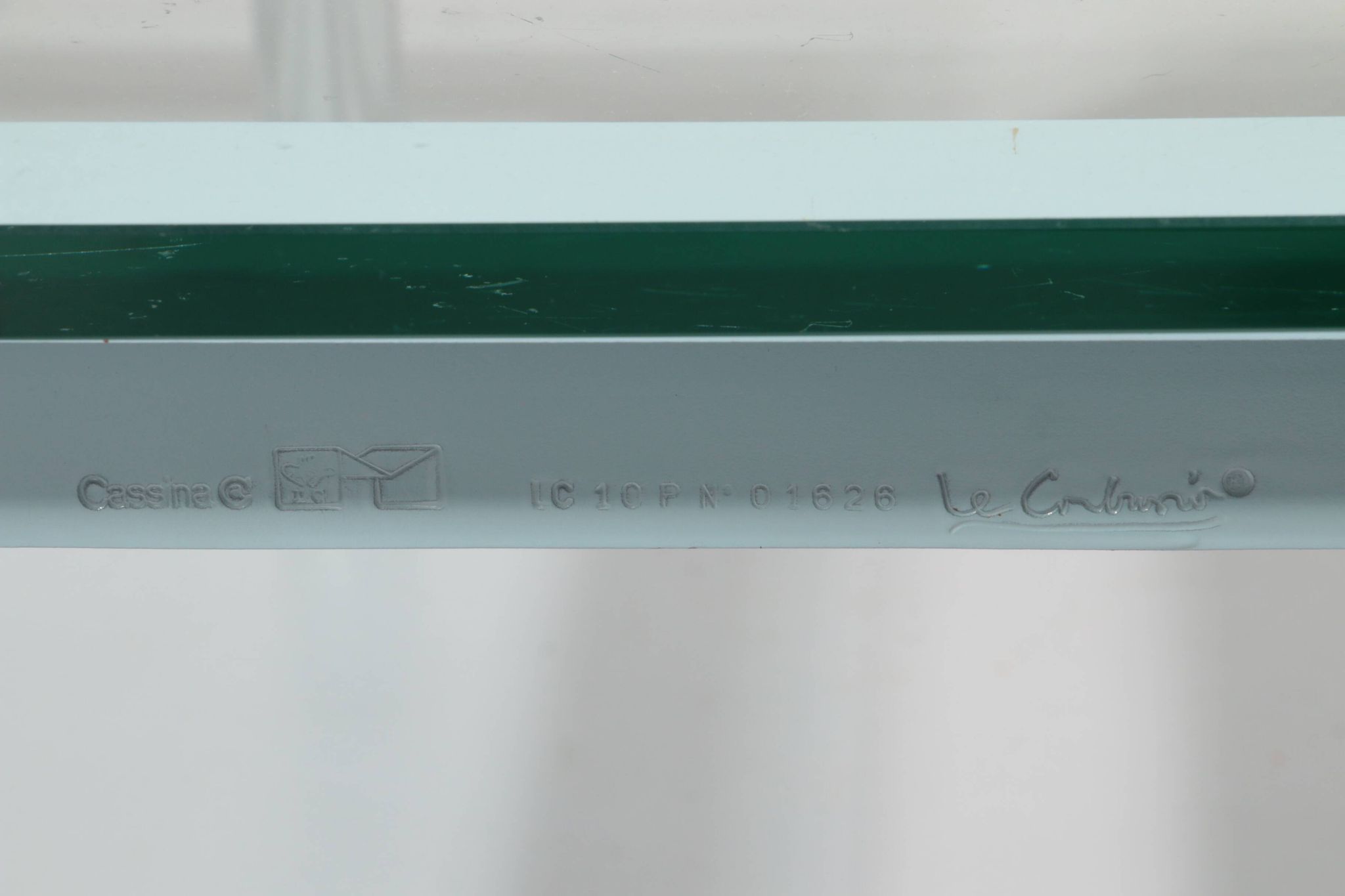 Cassina LC-10 coffee table by Le Corbusier – rare light blue glass edition