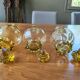 Set of 3 Art Deco yellow glass carafes