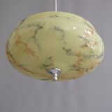 Suspension Art Déco, marbrée avec suspension chromée, années 1930