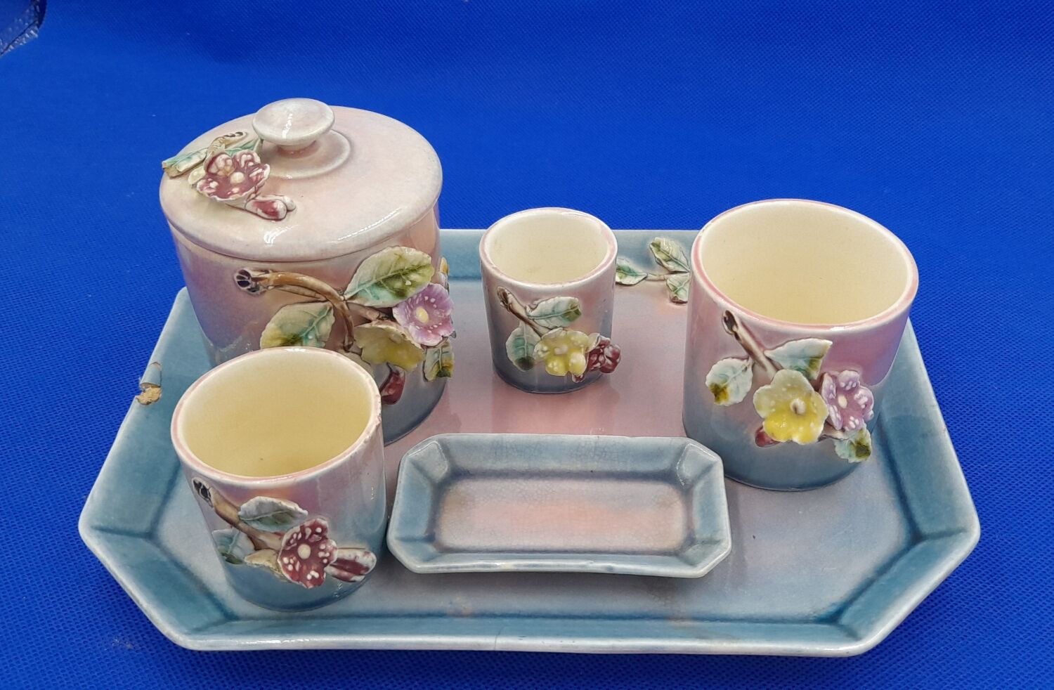 Smoking kit Fine Earthenware Barbotine Art Deco De Bruyn Fives