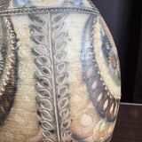 Stoneware lamp (base) signed Joël Courjault for Keraluc – floral decoration