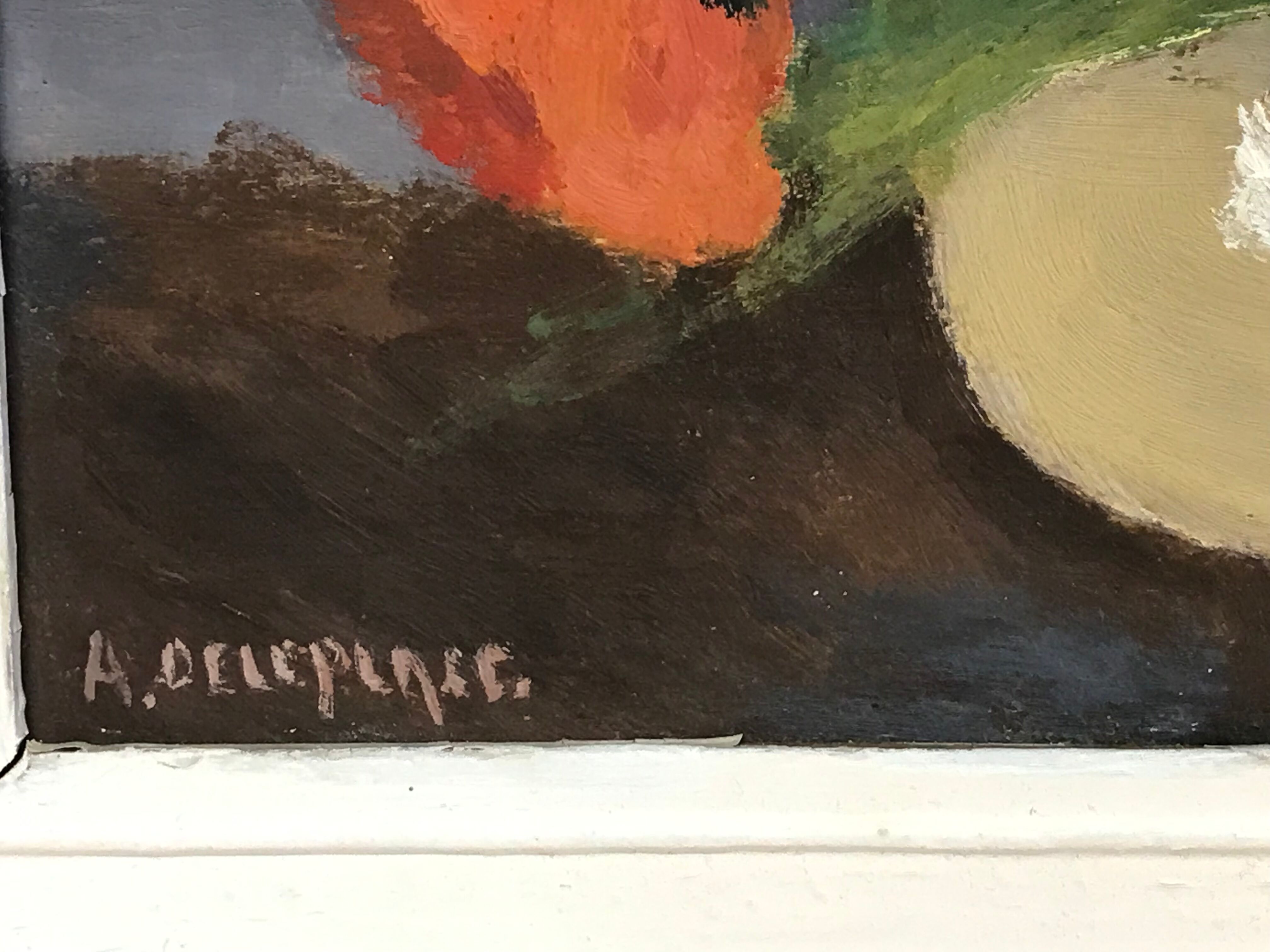 Floral painting in framed oil