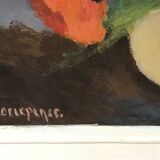 Floral painting in framed oil