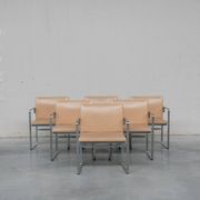 Set of Six Hans J Wegner 'JH811' Mid-Century Steel and Leather Dining Chairs