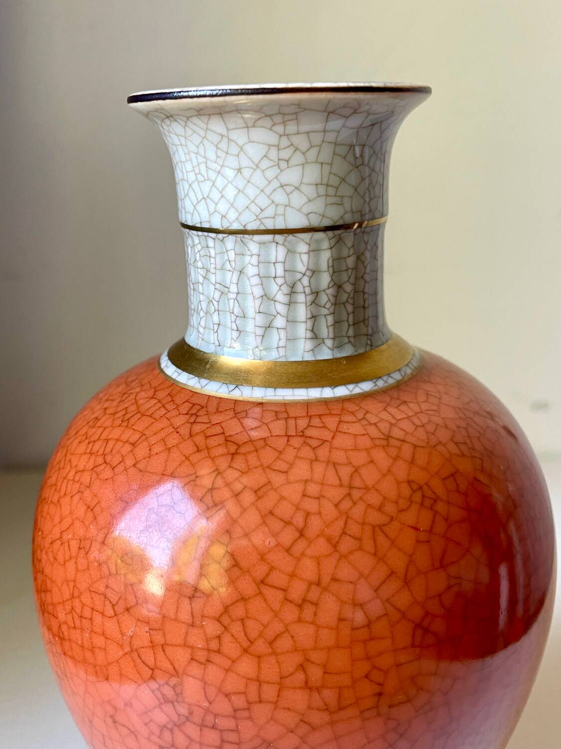 Royal Copenhagen Porcelain crackle ware  Vase Art Deco designed by Tho