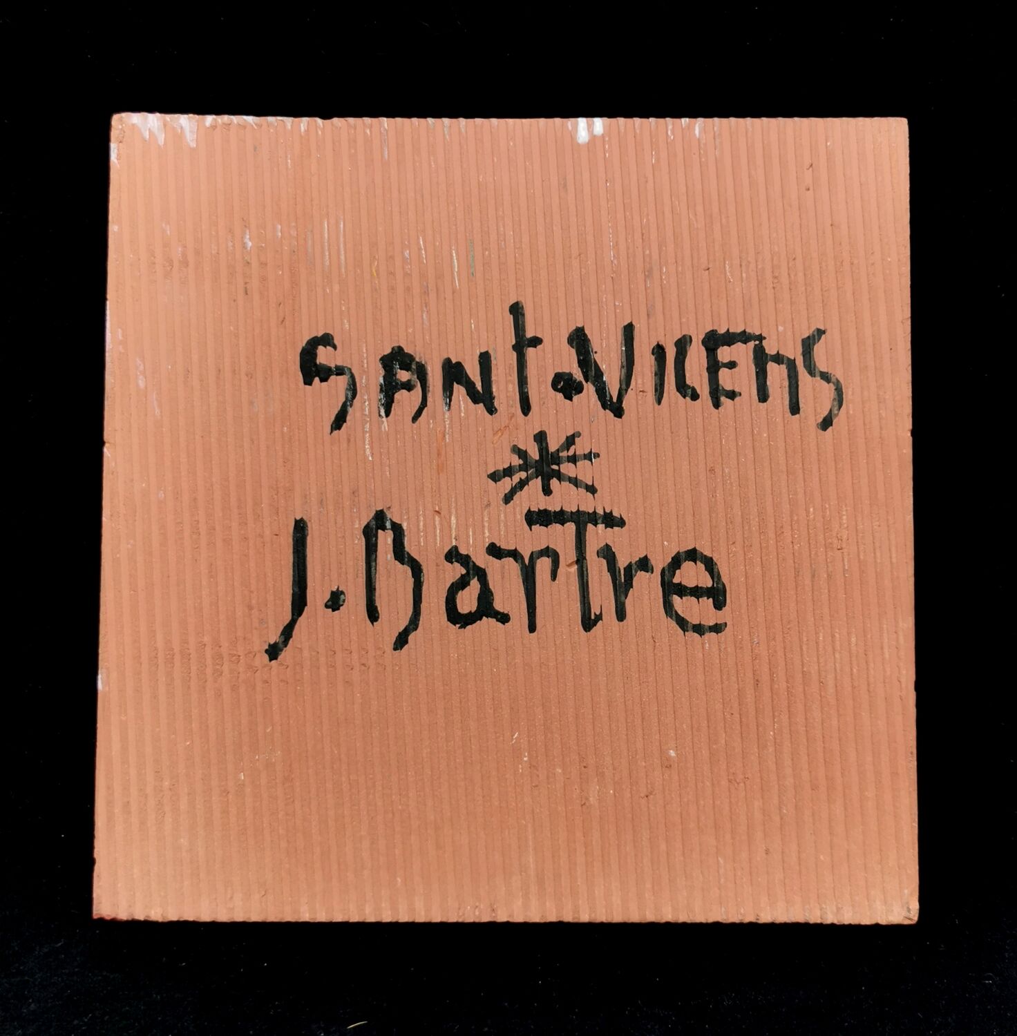 Painting tile in earthenware signed Jaqueline Bartre SANT VICENS CERAMIQUE 1970