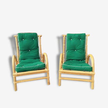 Pair of chairs of bamboo garden