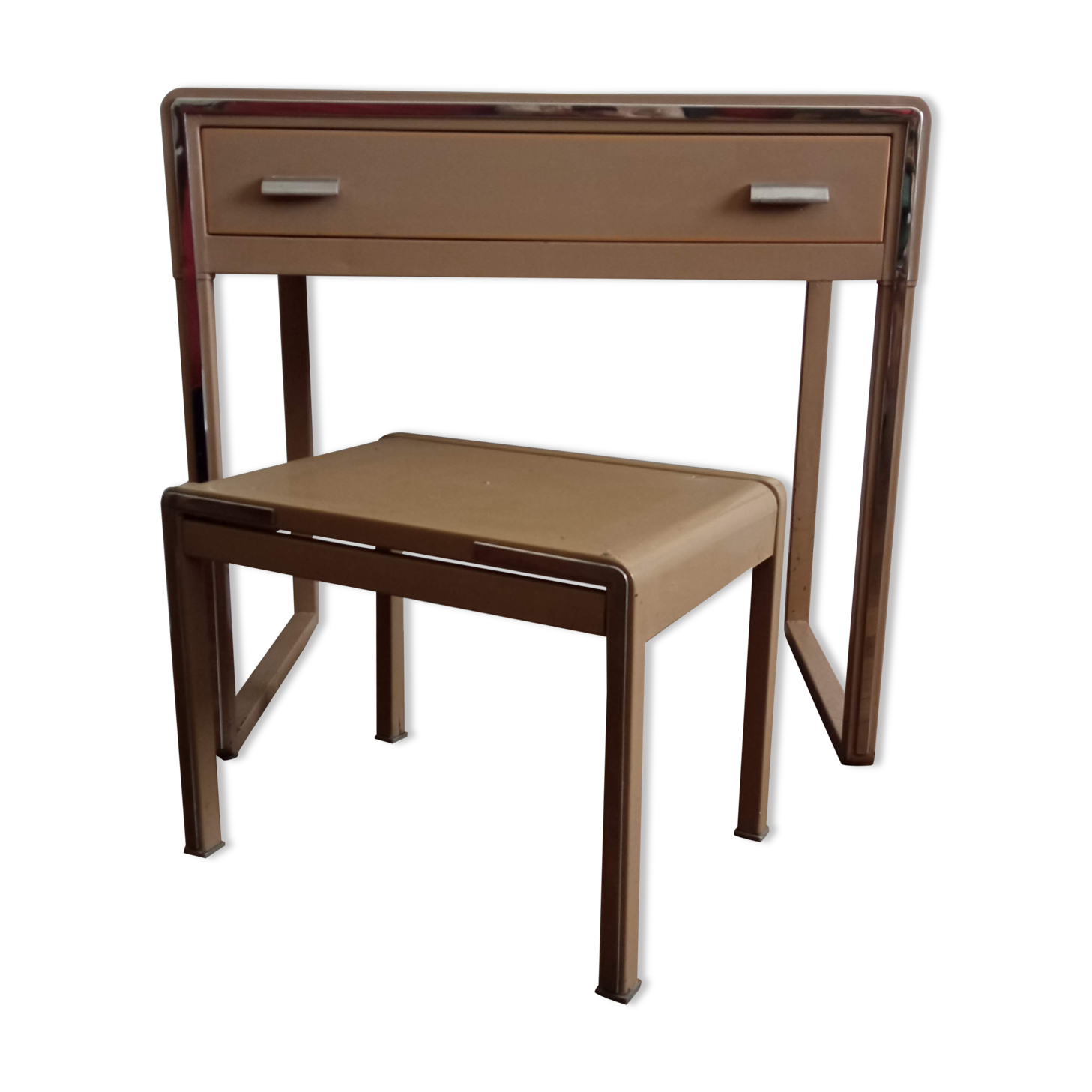 Vintage metal desk/ hairdresser and stool