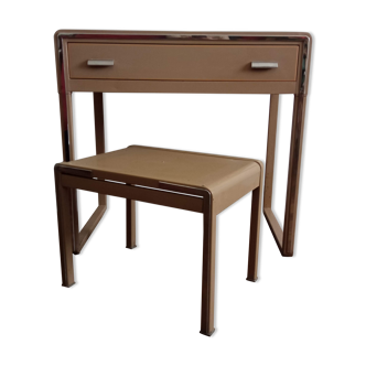 Vintage metal desk/ hairdresser and stool