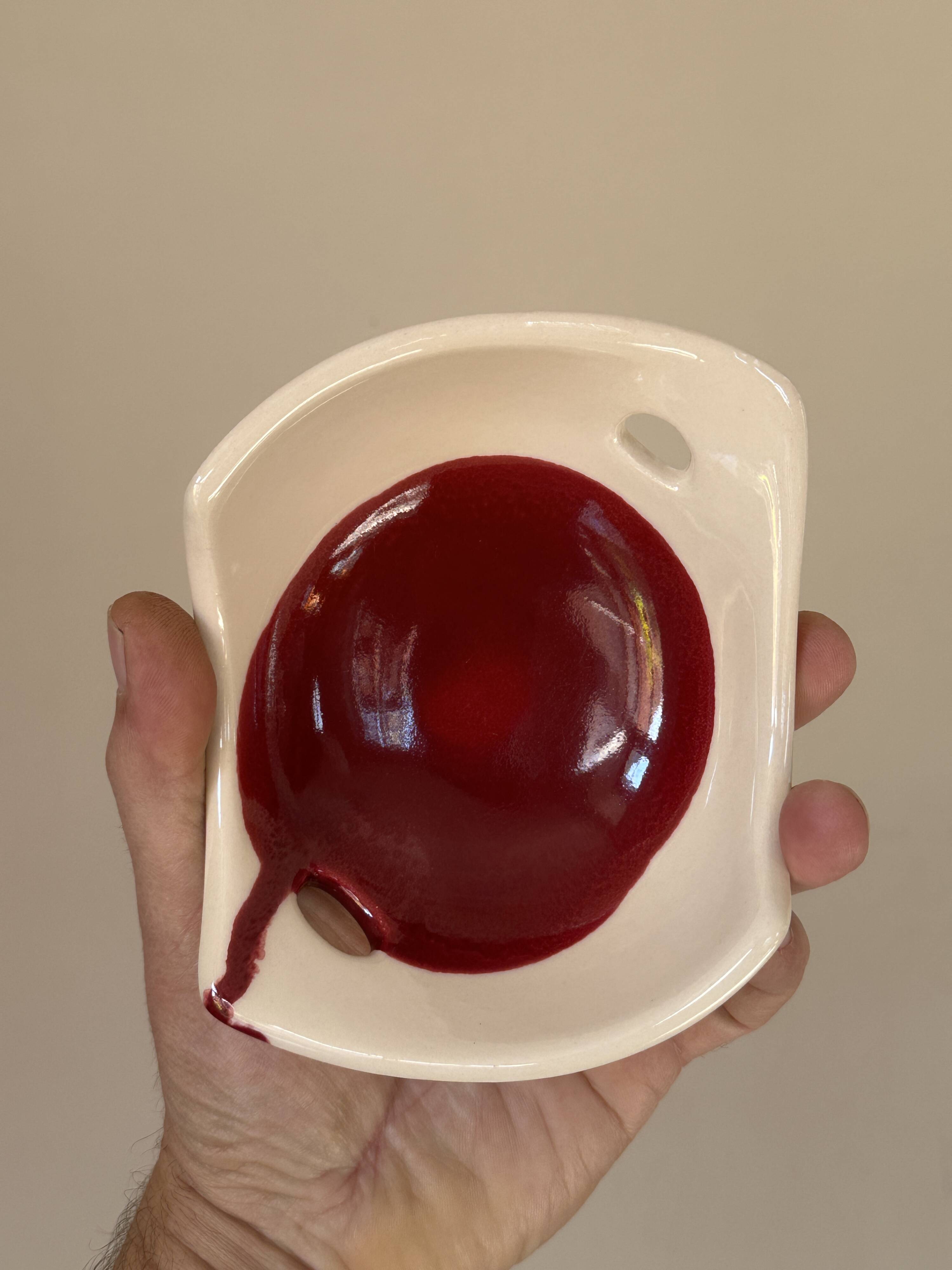 Ceramic empty pocket bowl signed Lude France 1960s