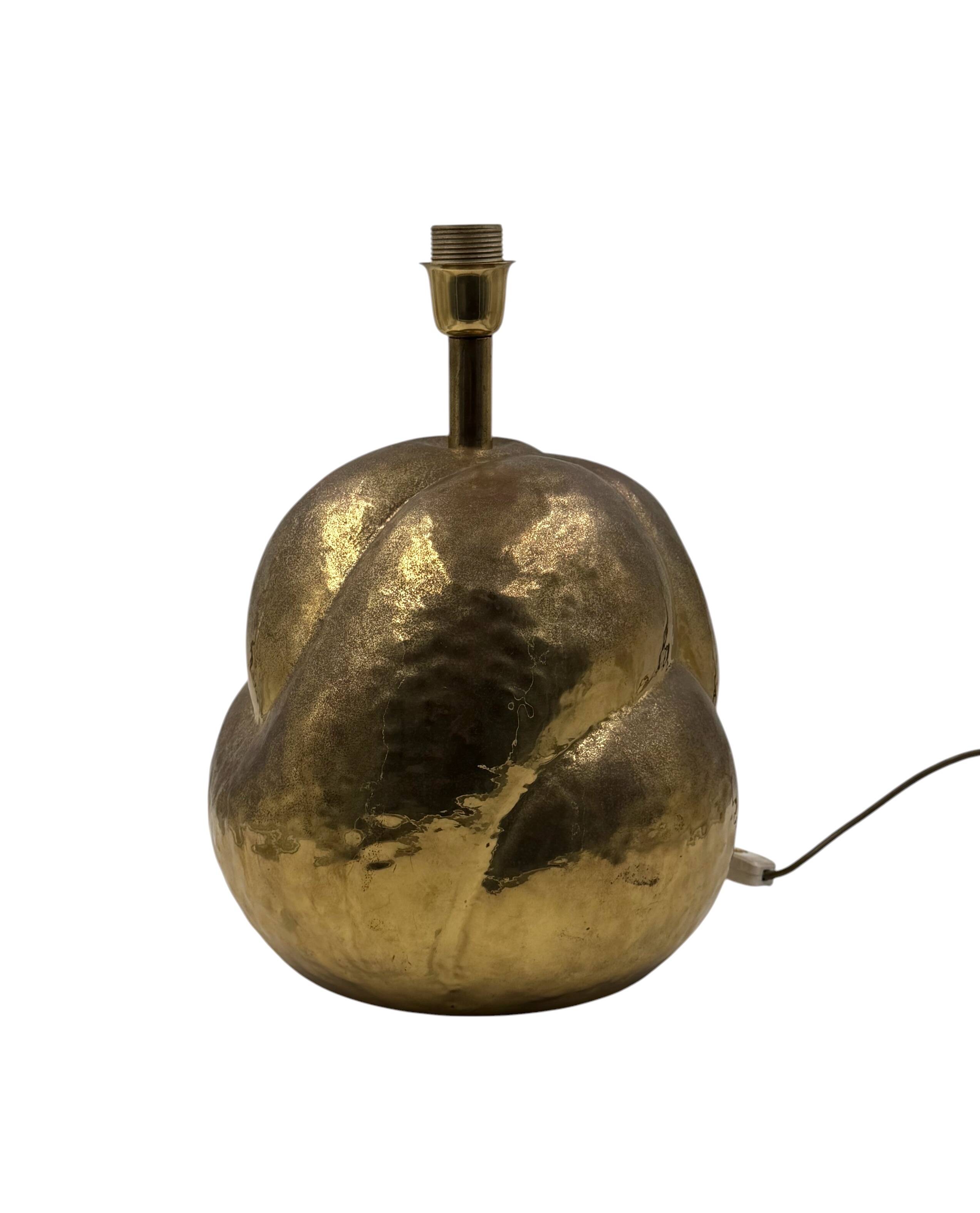 Organic modern brass table Lamp, Tommaso Barbi Italy 1970