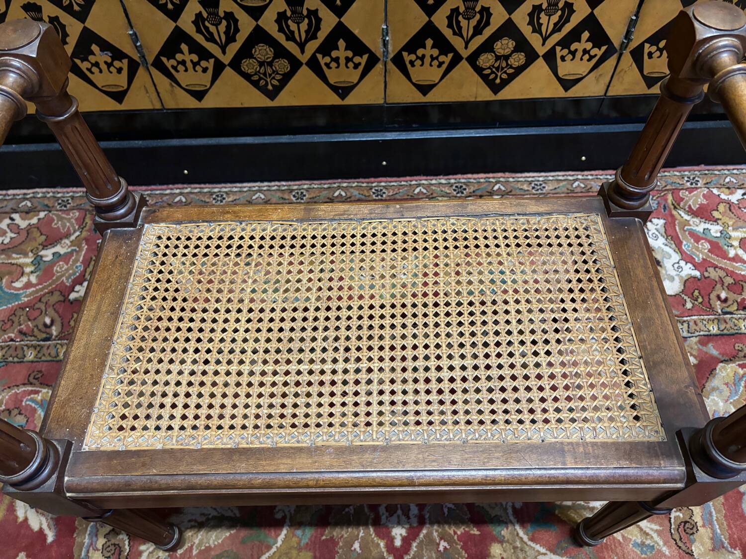Small Louis XVI style cane bench