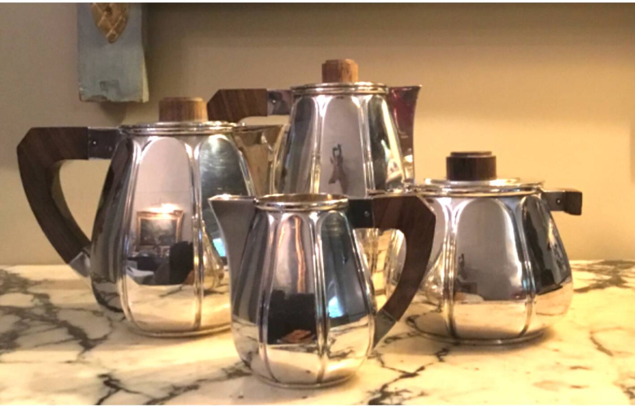 Maison Christofle service 4 pièces en métal argenté années 40