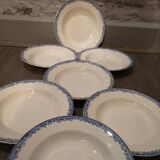 Series of 8 hollow plates in Sarreguemines earthenware model Fontanges