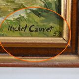 Gouache sur Bois, signed M.Cauvet – 1958