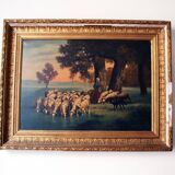 Huile sur toile Hector Merle encadrée, XIXème s.