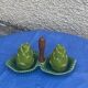 Vintage glazed ceramic barbotine artichoke shaped salt cellars