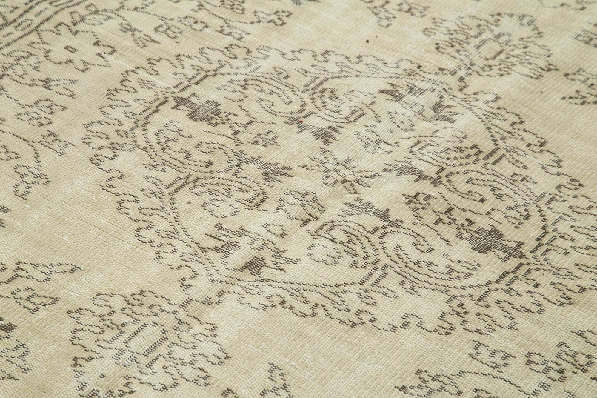 Handwoven rustic anatolian beige carpet 177 cm x 291 cm