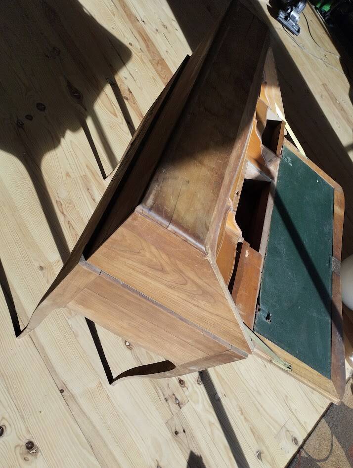 Secrétaire ancien à abattant en bois fruitier, fin XIXème s.