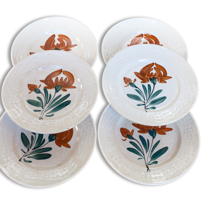 6 old plates dessert pottery new Givors France