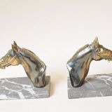 Art deco bookends (1920-1930) horse riding in marble and brass