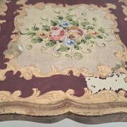 Table d'appoint en bois doré florentin italien du milieu du siècle avec peinture à la main F