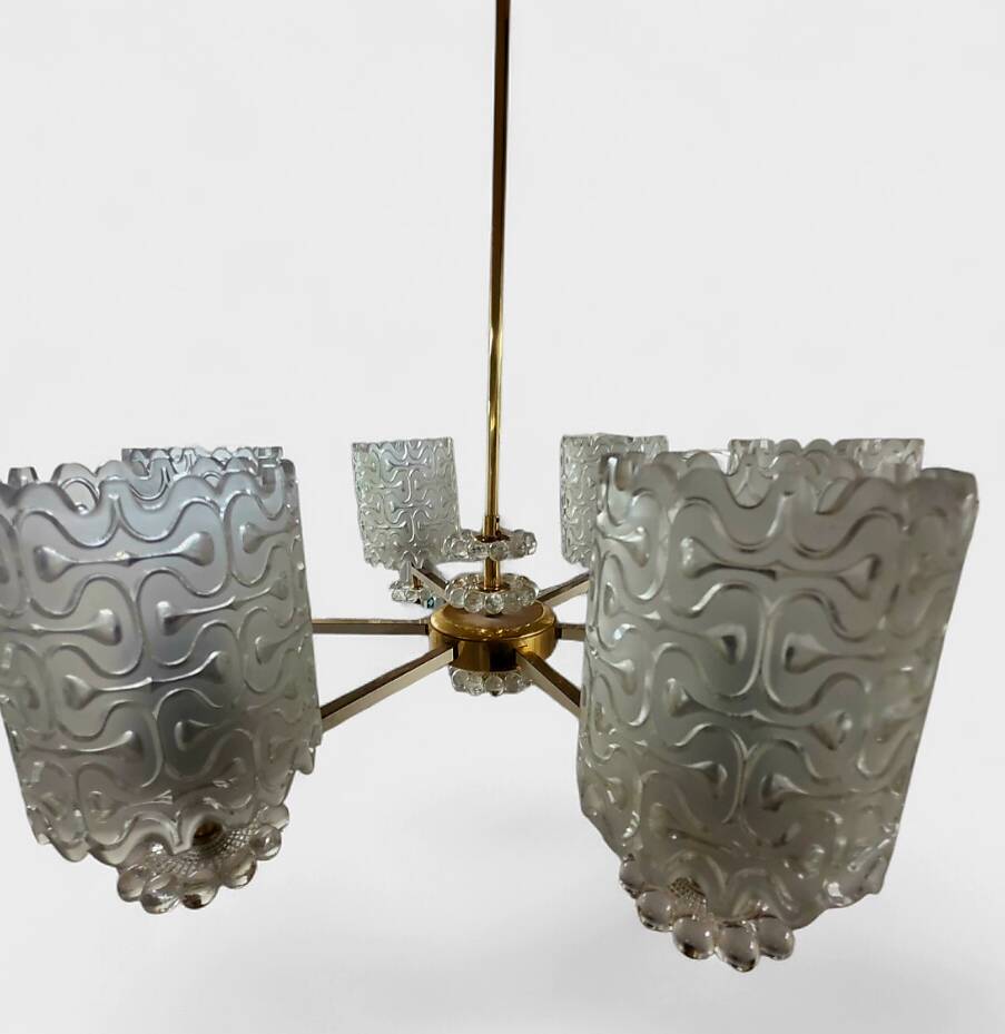 Glass and Brass Chandelier – Kalmar Design (Austria) - Circa 1960