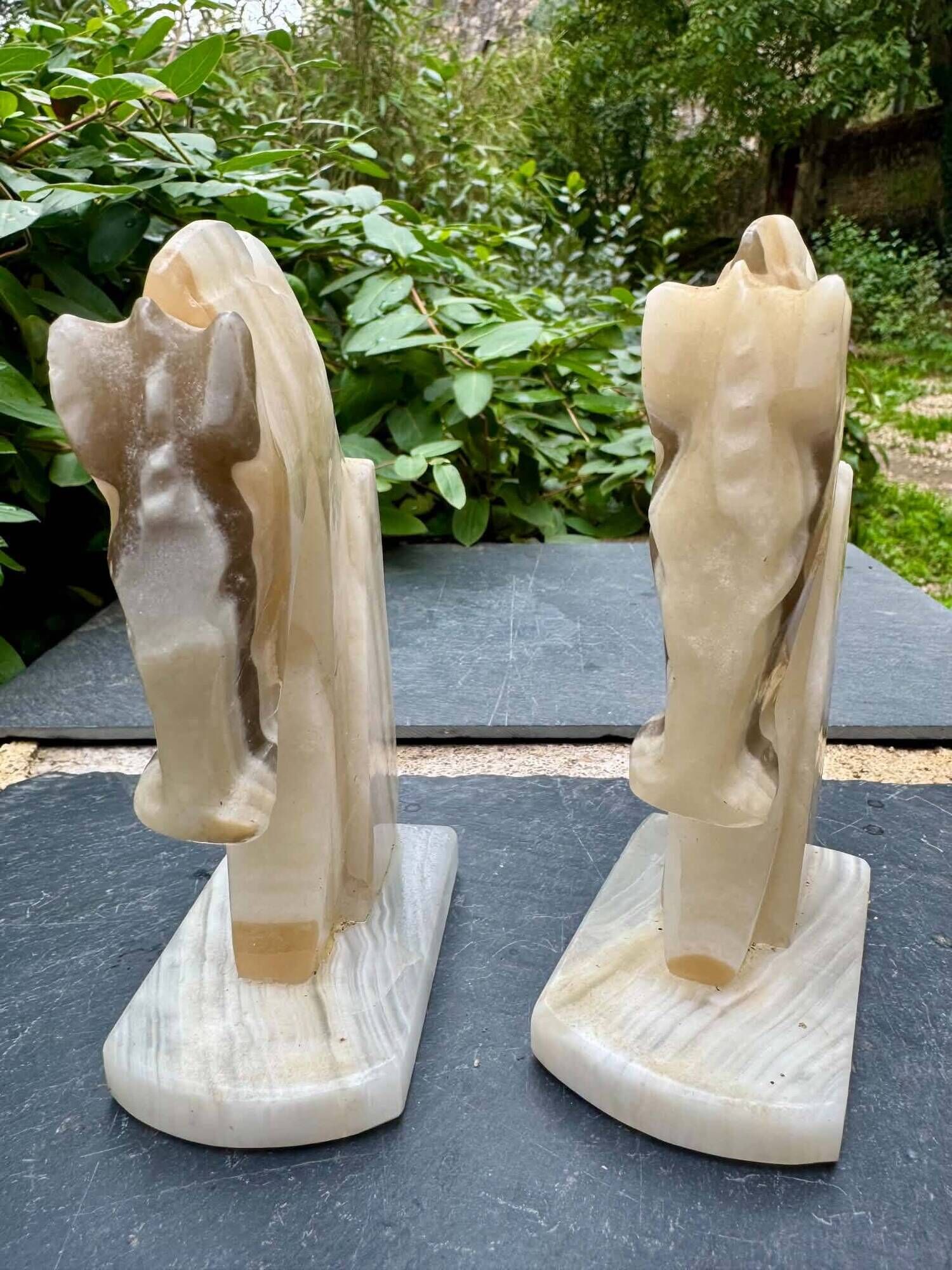 Pair of onyx bookends horse 1960s Italy vintage