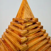 Teakwood Pyramid Table Lamp, Italy, 1970S