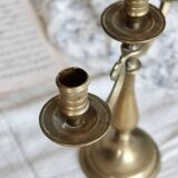 Antique 3-branch candelabra in patinated brass