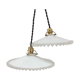 Pairs of vintage suspensions in white opaline with serrated edges