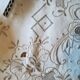 Round off-white tablecloth embroidered with grey flowers with 8 matching napkins - festive table