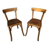 Pair of chair bistrot baumann wood 70s vintage