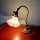 Art Nouveau desk lamp, bronze and opalescent glass