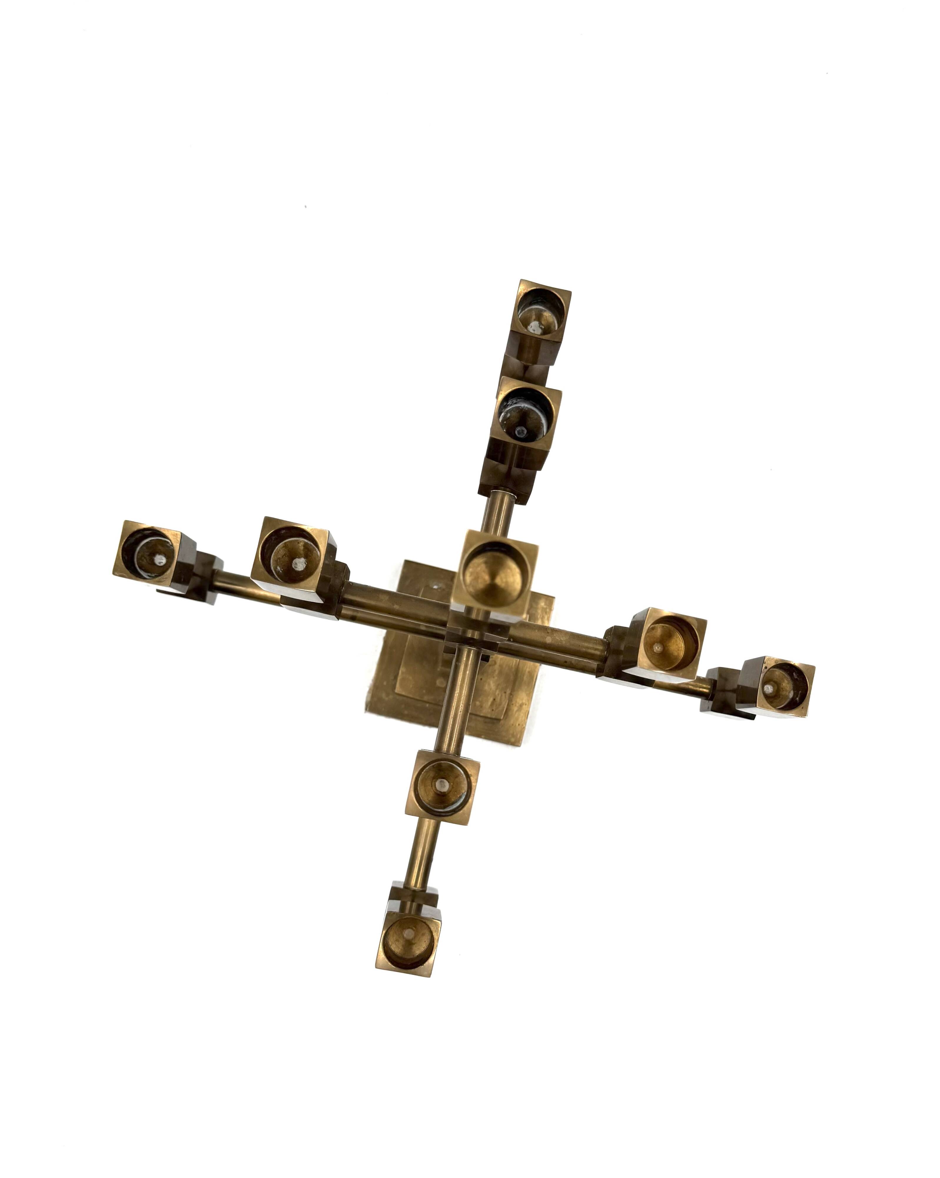 Modern solid brass candelabra, Lars Bergsten, Gusum Sweden 1990
