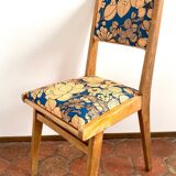 Chaise vintage en bois upcyclée - Suzie bleu azur