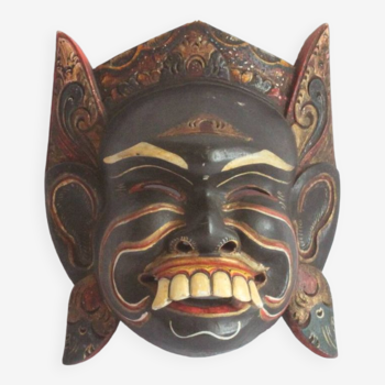 Masque de danse Barong peint polychrome de Bali Indonésie.