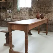 Long antique oak table with turned legs – 239 cm